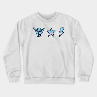 holographic shaka, star and lightning sticker pack Crewneck Sweatshirt